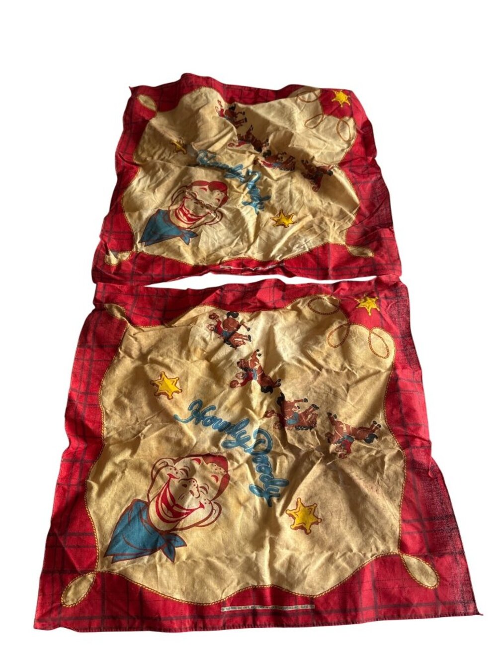 Howdy Doody Vintage 1988 Handkerchief Bandana Red Yellow Cowboy Cutter Craft